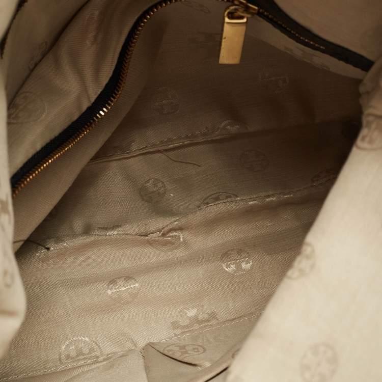 Pre Owned Tory Burch Black Leather Amanda Foldover Crossbody Bag