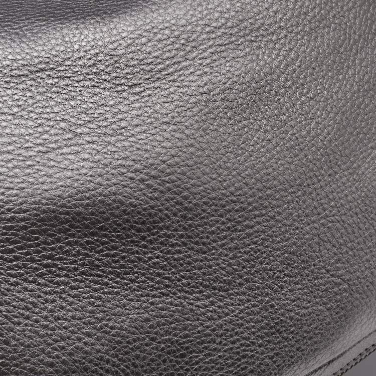 مملوكة مسبقًا Tory Burch Metallic Grey Soft Leather Double Expandable Zip Hobo