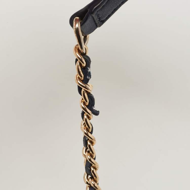 Pre Owned Tory Burch Navy Blue Leather Small Fleming Shoulder Bag