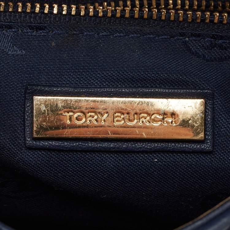 Pre Owned Tory Burch Navy Blue Leather Small Fleming Shoulder Bag