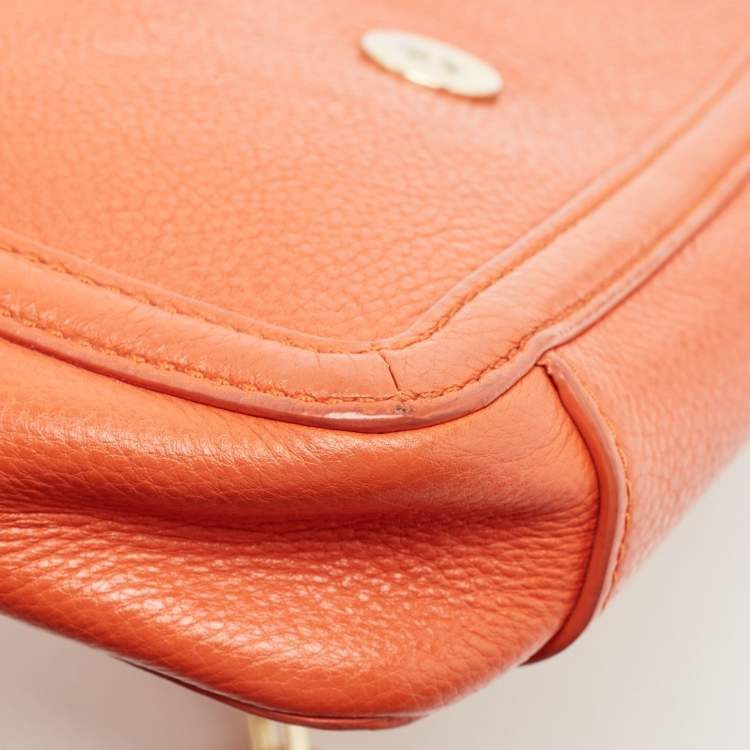 Pre Owned Tory Burch Orange Leather Amanda Crossbody Bag