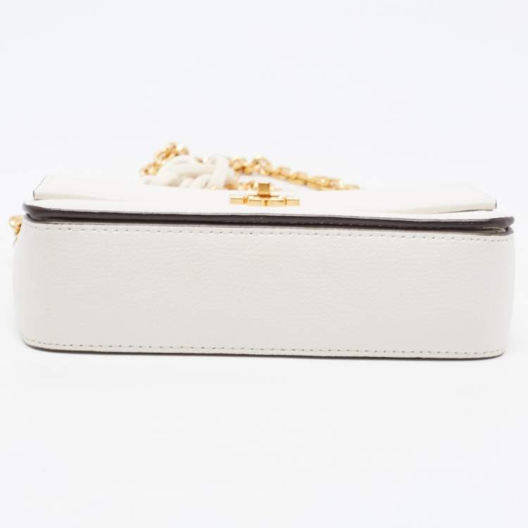 Pre Owned Tory Burch Off White Leather Mini Kira Shoulder Bag