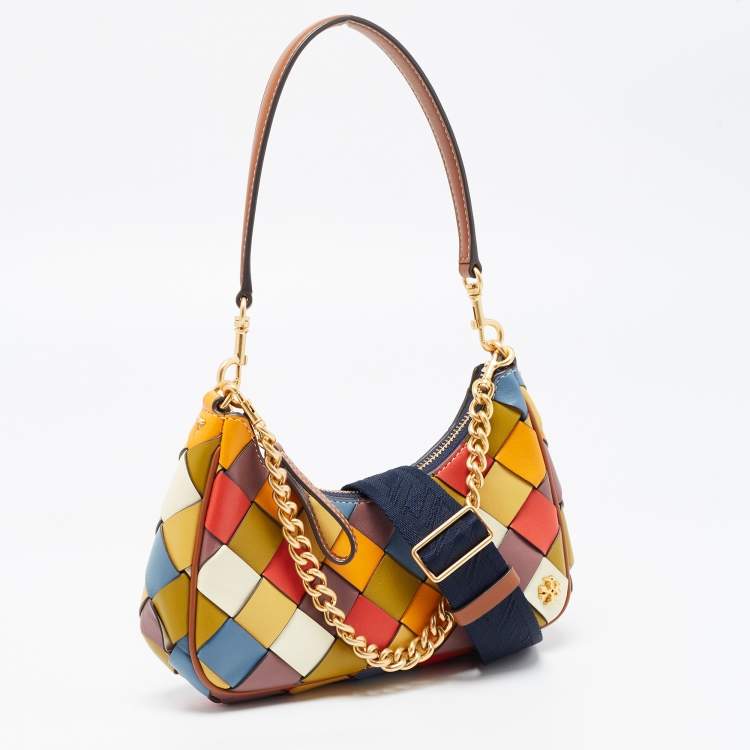 Pre Owned Tory Burch Multicolor Woven Leather 151 Mercer Crescent Shoulder Bag