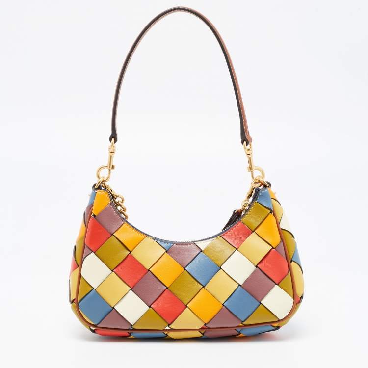 Pre Owned Tory Burch Multicolor Woven Leather 151 Mercer Crescent Shoulder Bag