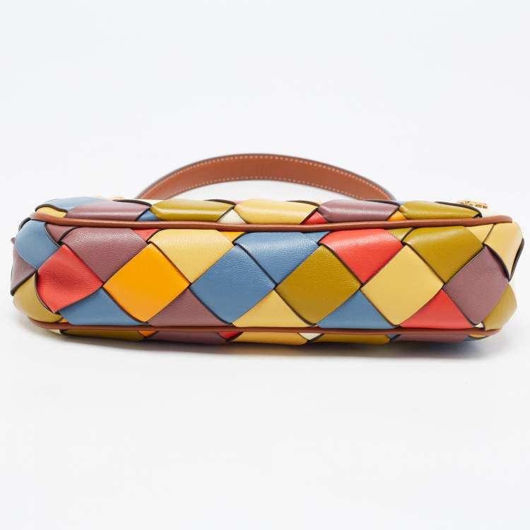 Pre Owned Tory Burch Multicolor Woven Leather 151 Mercer Crescent Shoulder Bag