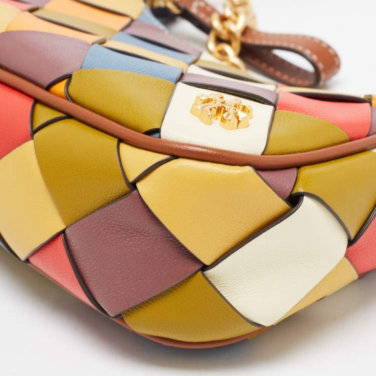 Pre Owned Tory Burch Multicolor Woven Leather 151 Mercer Crescent Shoulder Bag
