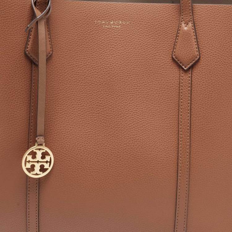 Pre Owned Tory Burch Brown Leather Triple Compartment Perry Tote