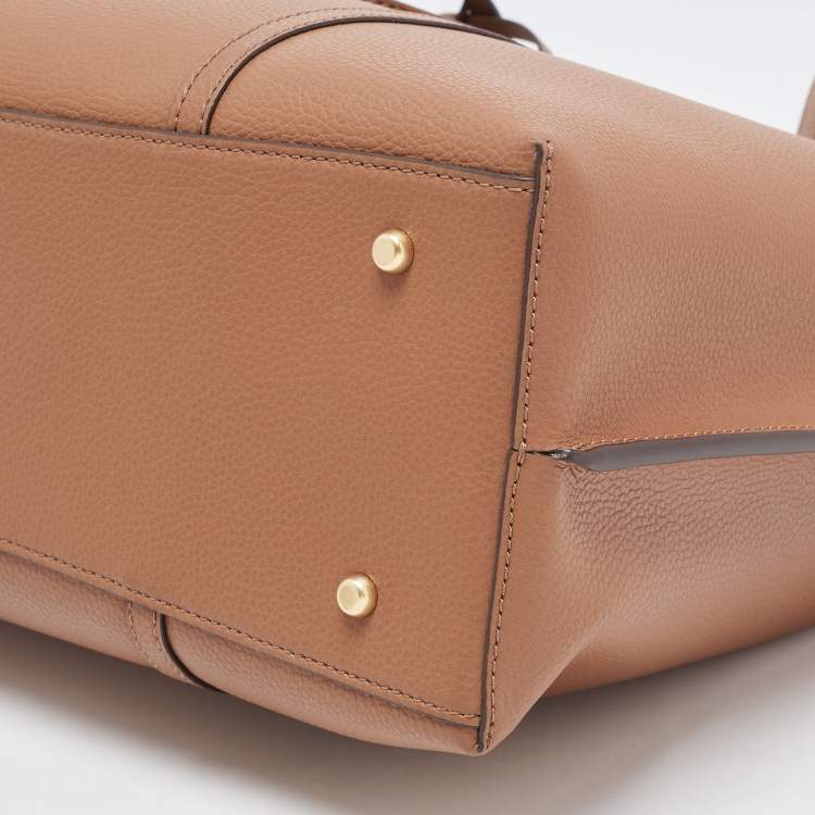 Pre Owned Tory Burch Brown Leather Triple Compartment Perry Tote