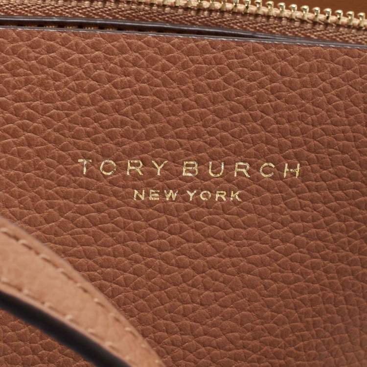 Pre Owned Tory Burch Brown Leather Triple Compartment Perry Tote
