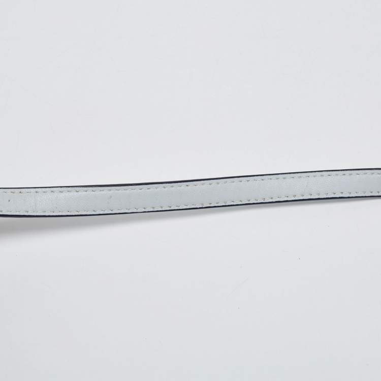 Pre Owned Tory Burch Pale Blue Leather Fleming Shoulder Bag