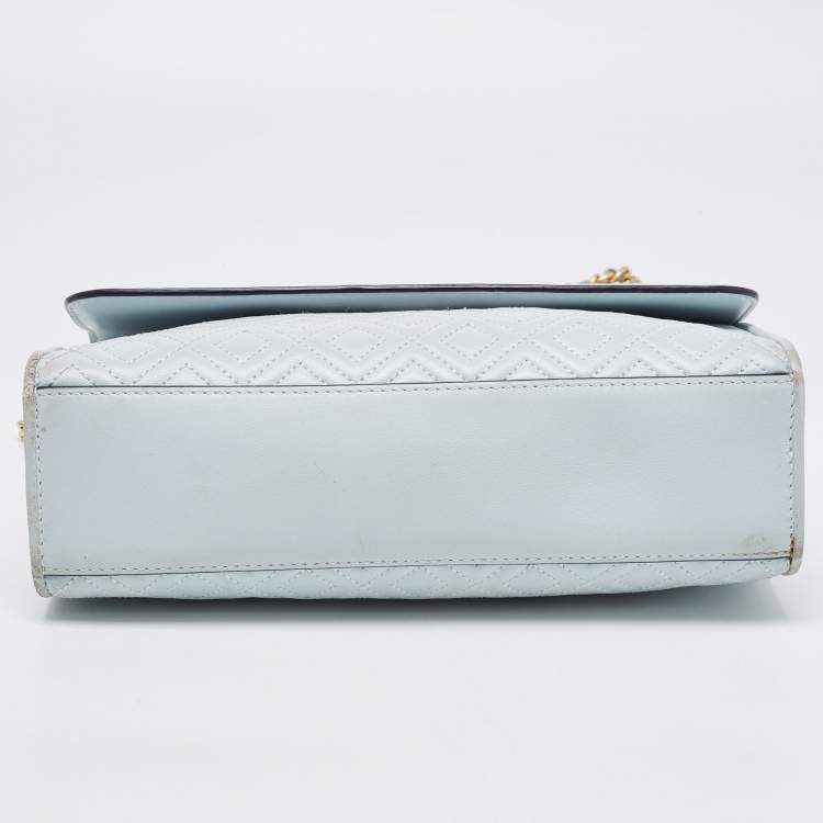 Pre Owned Tory Burch Pale Blue Leather Fleming Shoulder Bag