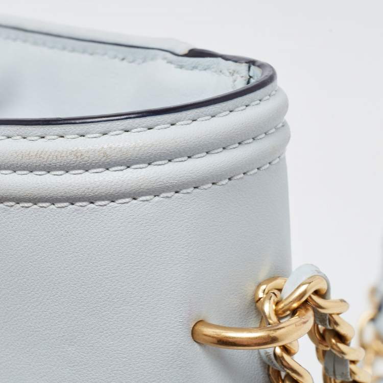 Pre Owned Tory Burch Pale Blue Leather Fleming Shoulder Bag