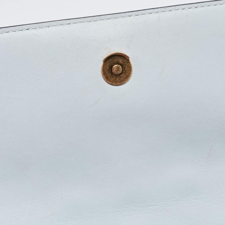 Pre Owned Tory Burch Pale Blue Leather Fleming Shoulder Bag