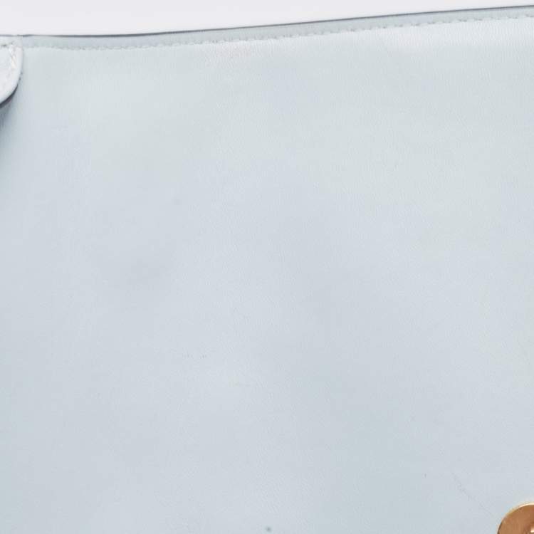 Pre Owned Tory Burch Pale Blue Leather Fleming Shoulder Bag