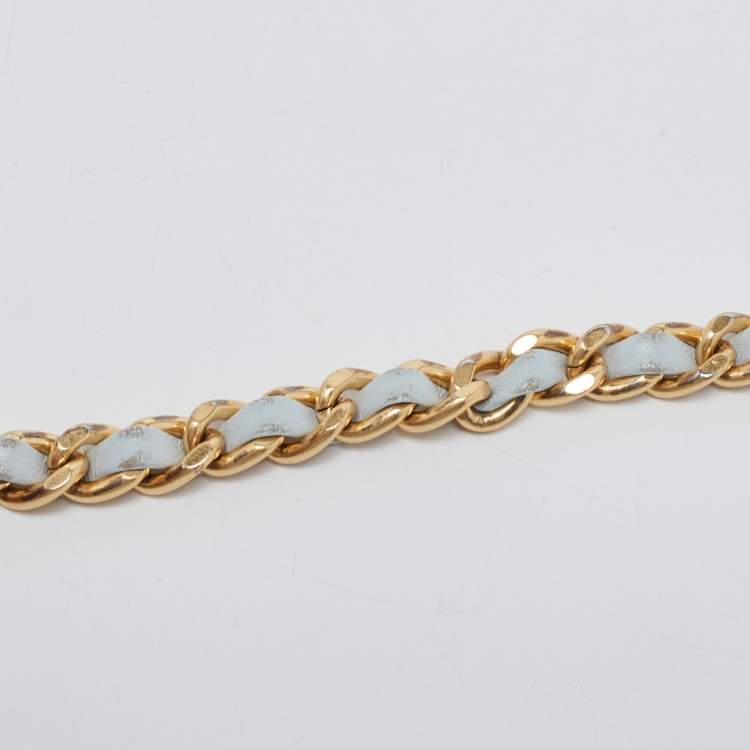 Pre Owned Tory Burch Pale Blue Leather Fleming Shoulder Bag