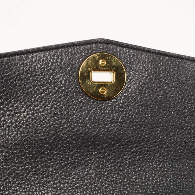 Pre Owned Tory Burch Black Leather Kira Chain Clutch