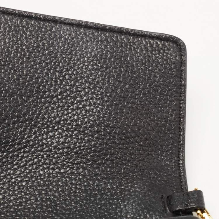 Pre Owned Tory Burch Black Leather Kira Chain Clutch