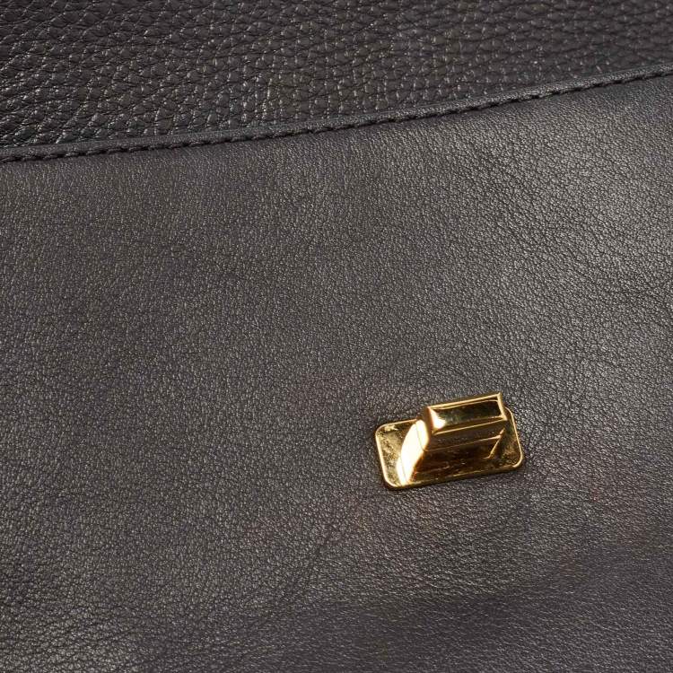 Pre Owned Tory Burch Black Leather Kira Chain Clutch
