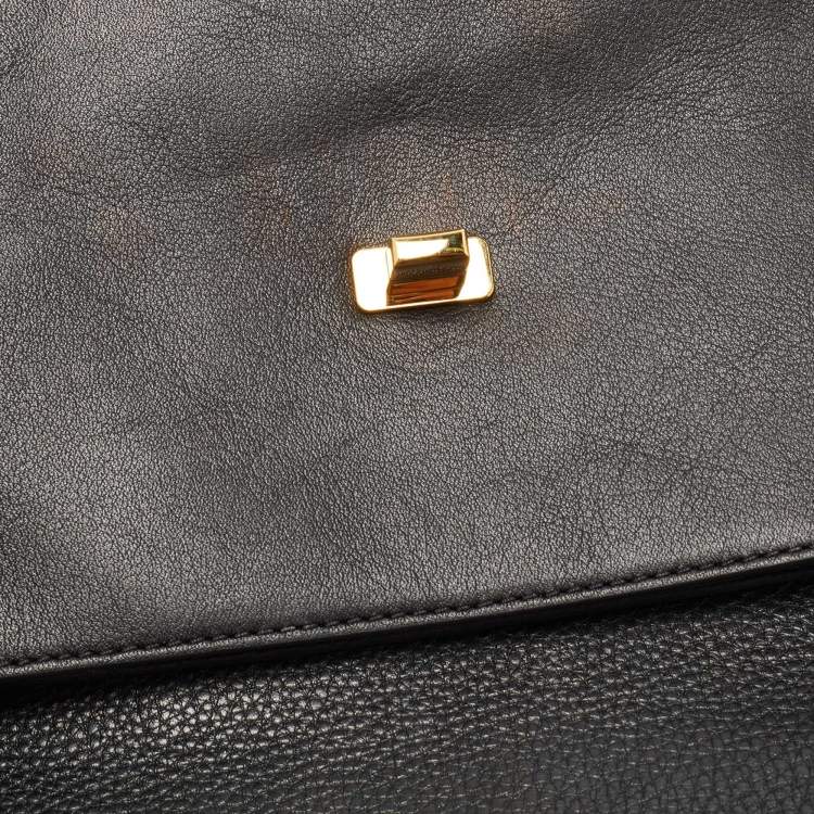 Pre Owned Tory Burch Black Leather Kira Chain Clutch