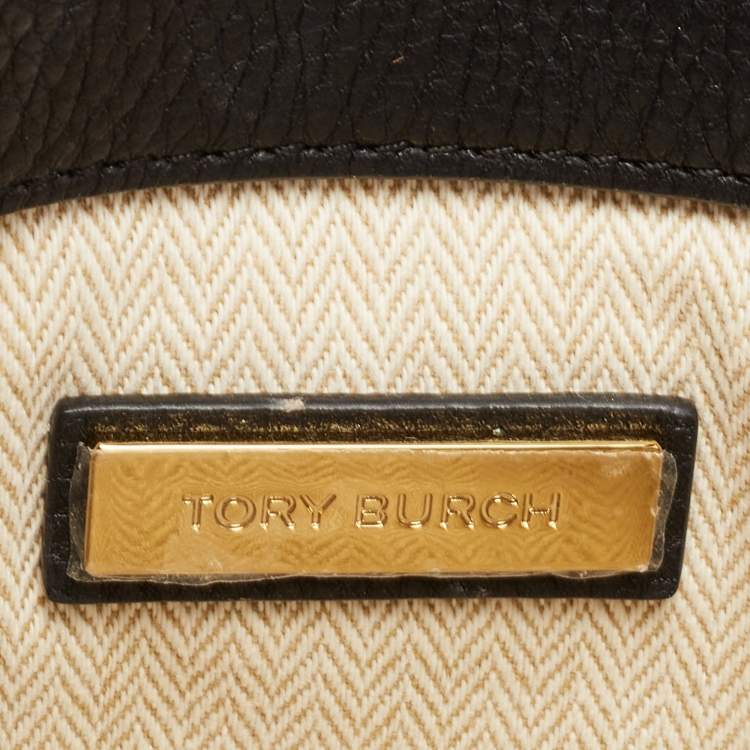 Pre Owned Tory Burch Black Leather Kira Chain Clutch