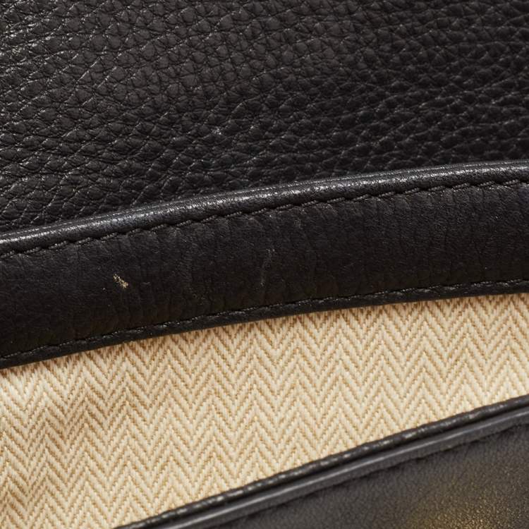 Pre Owned Tory Burch Black Leather Kira Chain Clutch