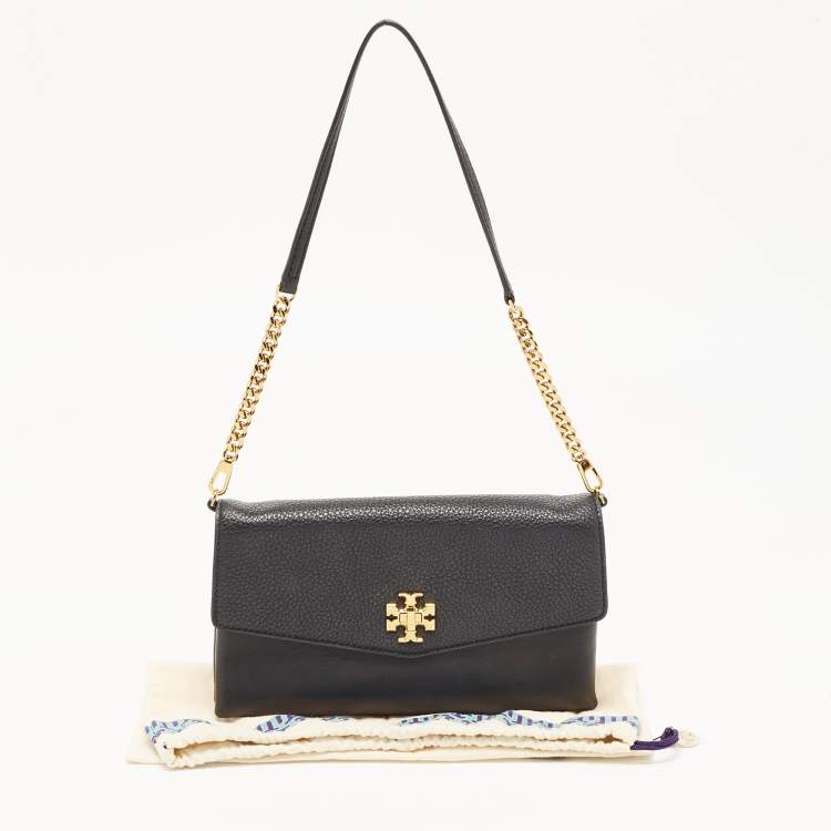 Pre Owned Tory Burch Black Leather Kira Chain Clutch