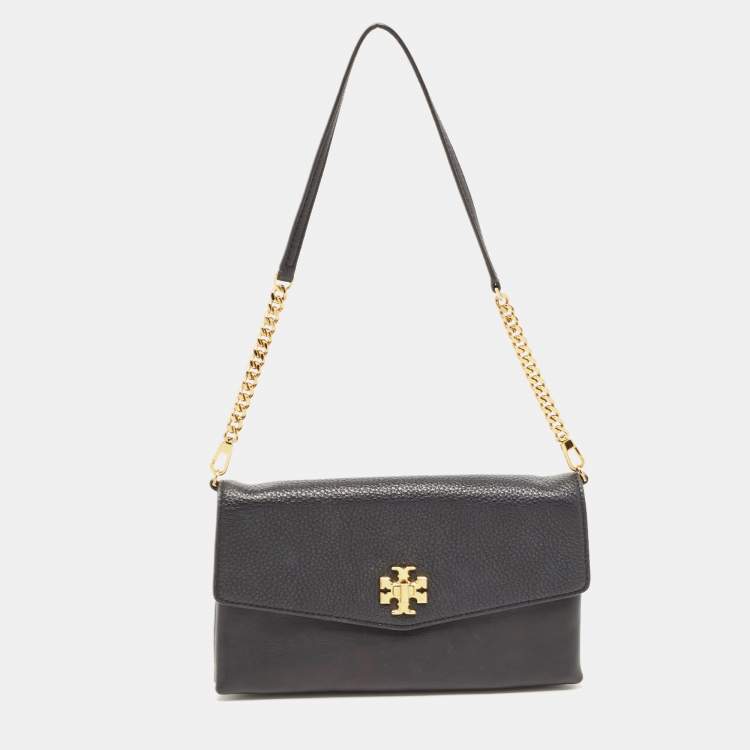 Pre Owned Tory Burch Black Leather Kira Chain Clutch