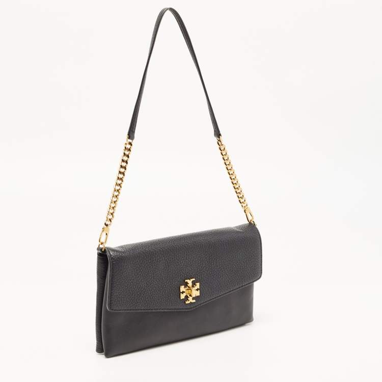 Pre Owned Tory Burch Black Leather Kira Chain Clutch