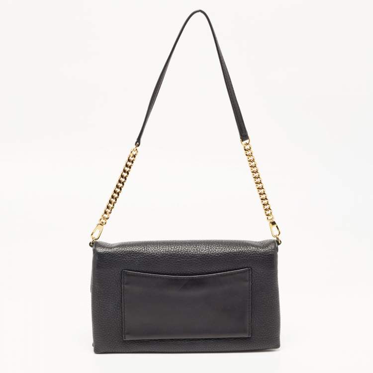 Pre Owned Tory Burch Black Leather Kira Chain Clutch