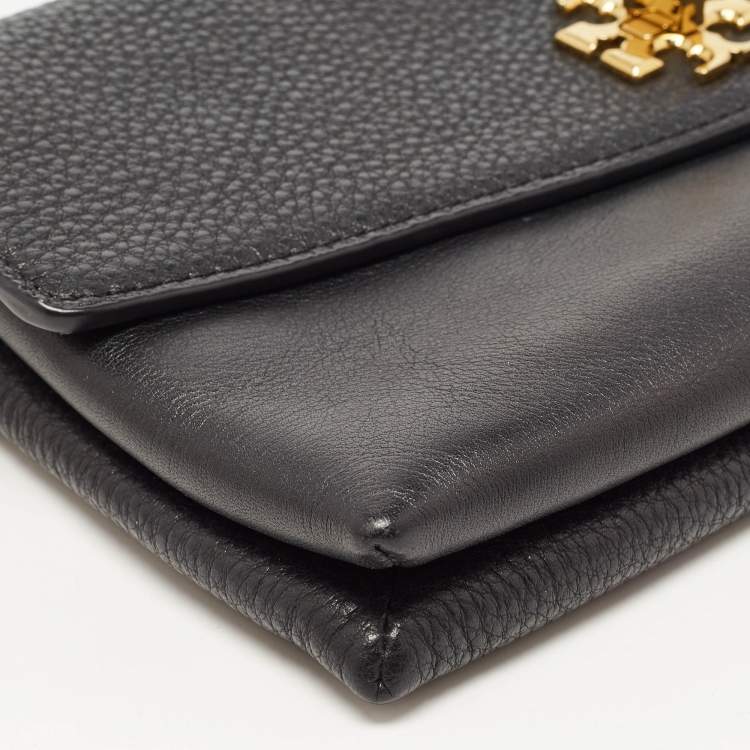 Pre Owned Tory Burch Black Leather Kira Chain Clutch