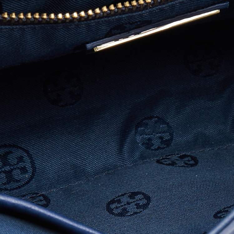 Pre Owned Tory Burch Blue Leather Medium Fleming Shoulder Bag