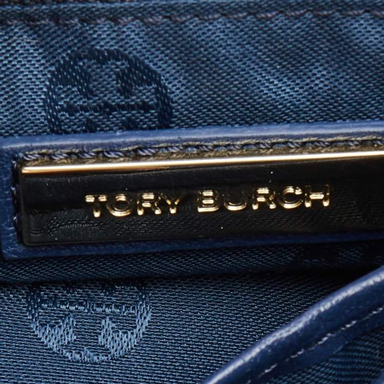 Pre Owned Tory Burch Blue Leather Medium Fleming Shoulder Bag