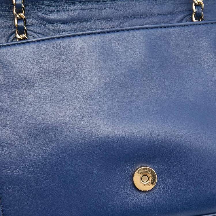 Pre Owned Tory Burch Blue Leather Medium Fleming Shoulder Bag