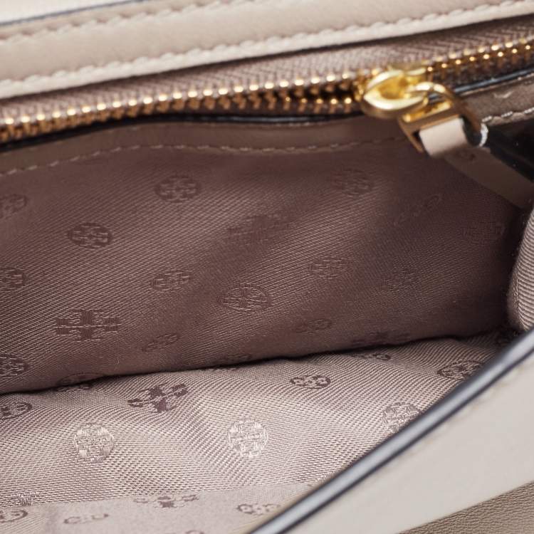 Pre Owned Tory Burch Taupe Leather Mini Alexa Crossbody Bag