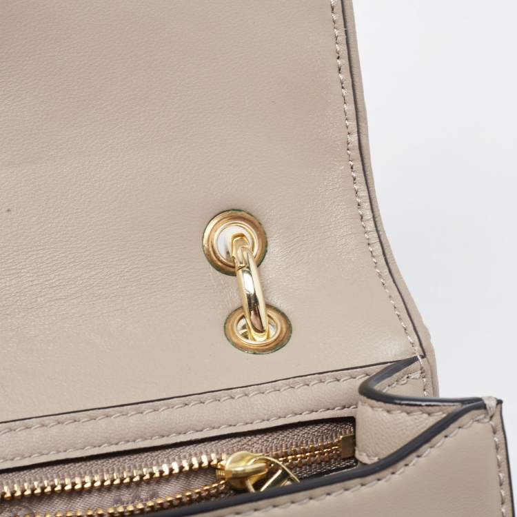 Pre Owned Tory Burch Taupe Leather Mini Alexa Crossbody Bag