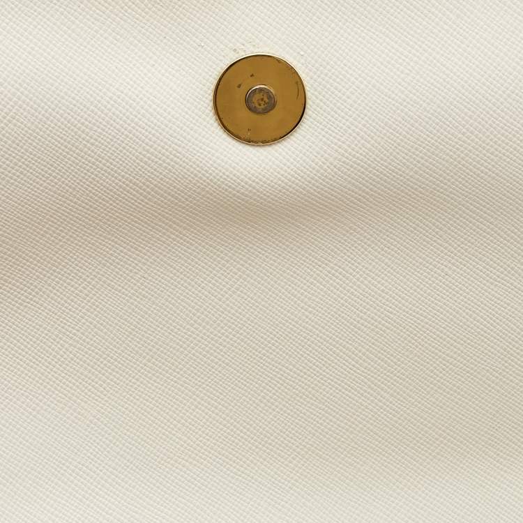 Pre Owned Tory Burch Off White Perforated Leather Robinson Flap Crossbody Bag