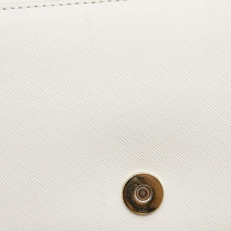 Pre Owned Tory Burch Off White Perforated Leather Robinson Flap Crossbody Bag