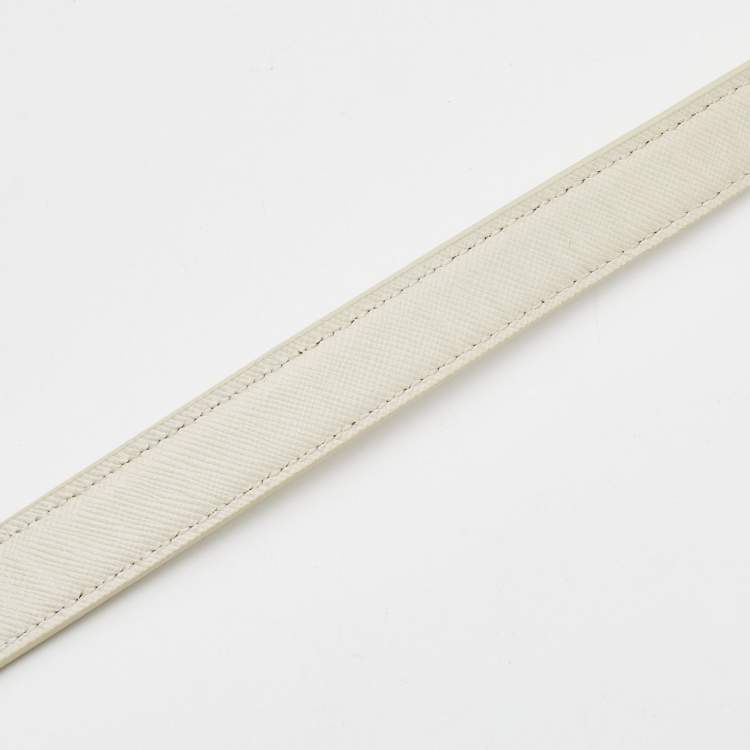 Pre Owned Tory Burch Off White Perforated Leather Robinson Flap Crossbody Bag