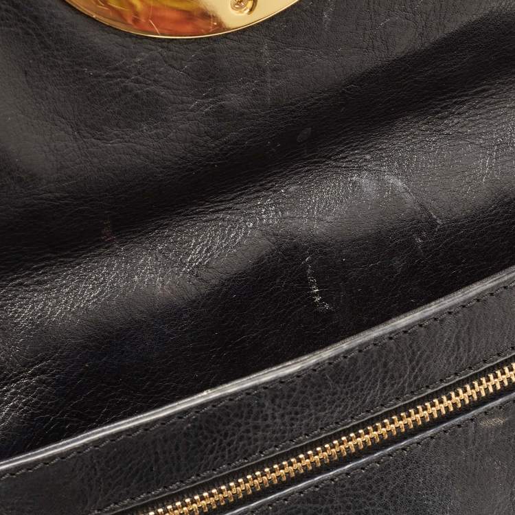 Pre Owned Tory Burch Black Leather Amanda Logo Crossbody Bag