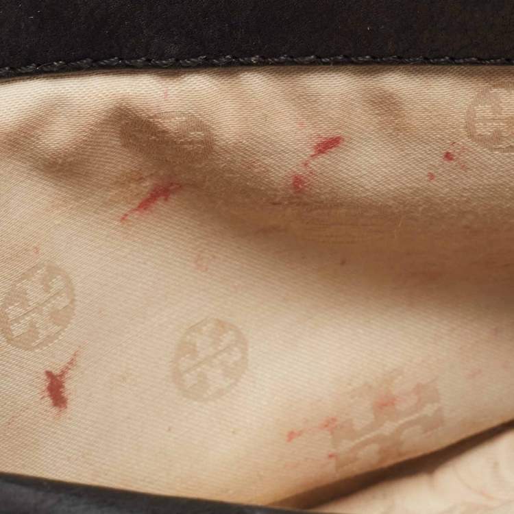 Pre Owned Tory Burch Black Leather Amanda Logo Crossbody Bag