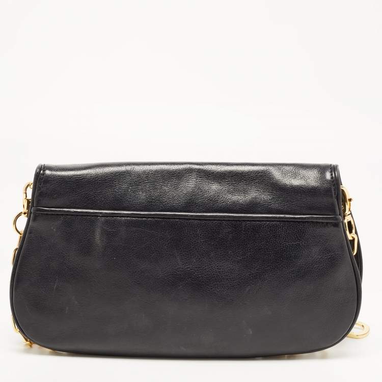 Pre Owned Tory Burch Black Leather Amanda Logo Crossbody Bag