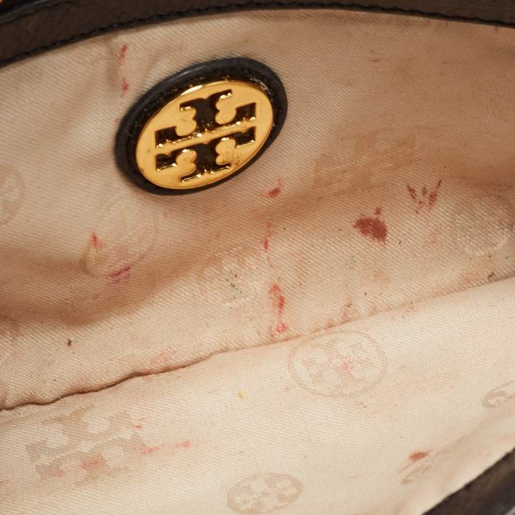 Pre Owned Tory Burch Black Leather Amanda Logo Crossbody Bag