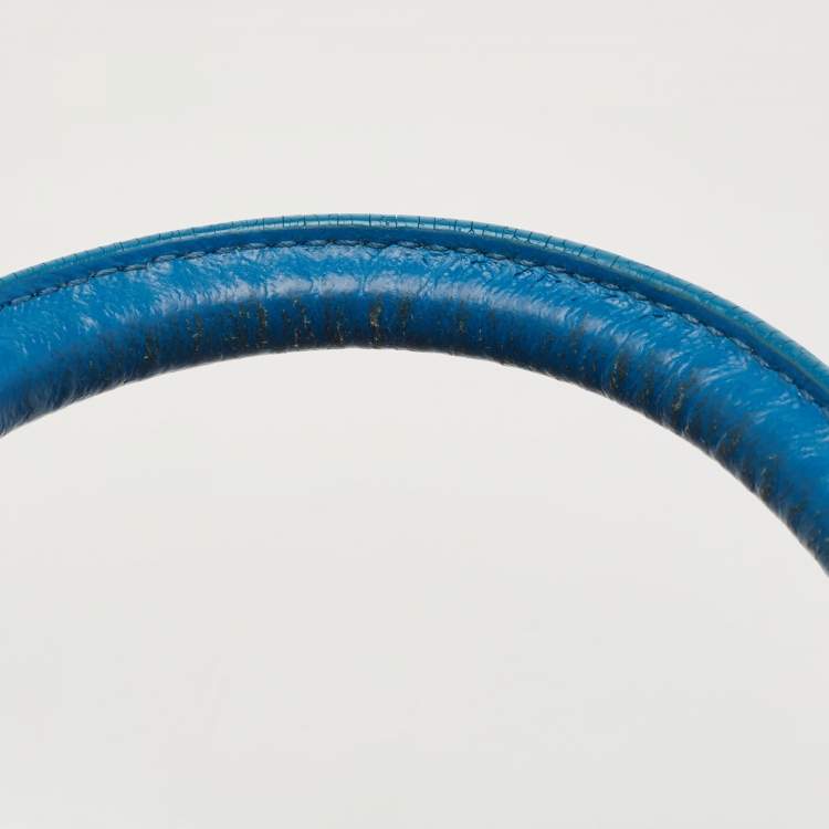 Pre Owned Tory Burch Two Tone Blue Leather Robinson Middy Satchel