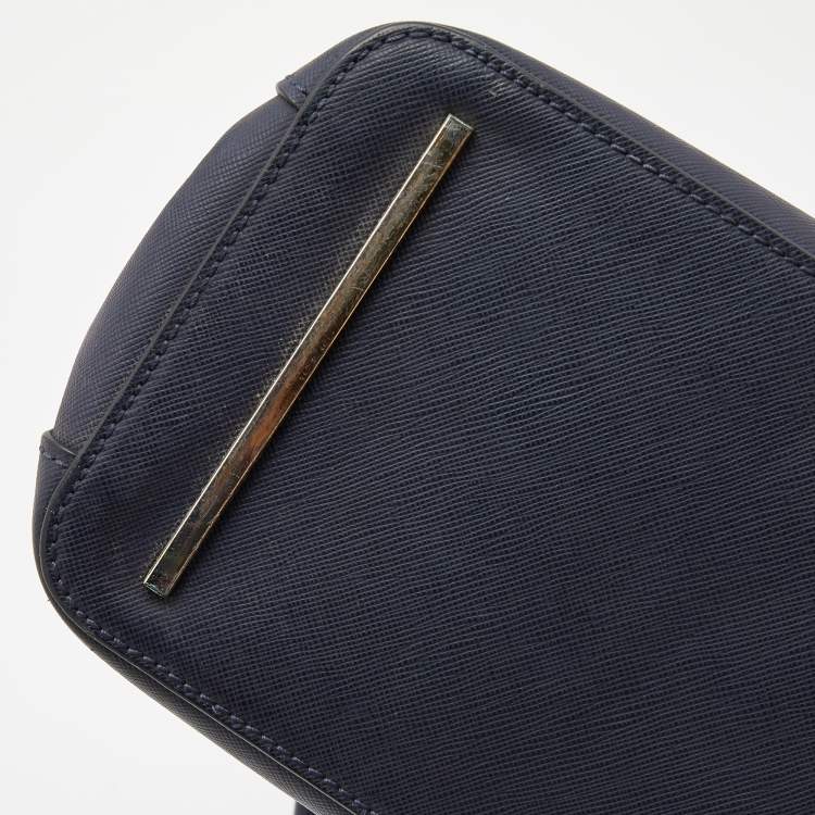 Pre Owned  Tory Burch Navy Blue Saffiano Leather Robinson Double Zip Tote