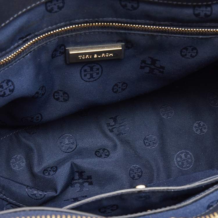 Pre Owned  Tory Burch Navy Blue Saffiano Leather Robinson Double Zip Tote