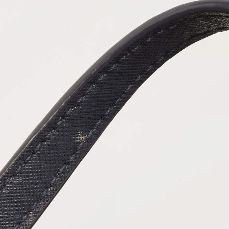 Pre Owned Tory Burch Navy Blue Saffiano Leather York Buckle Tote