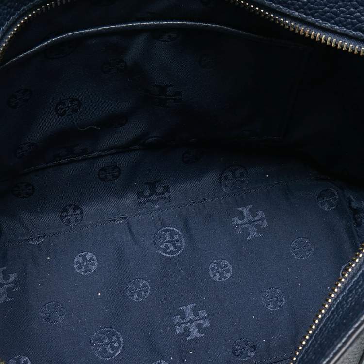Pre Owned Tory Burch Navy Blue Leather Thea Convertible Tote