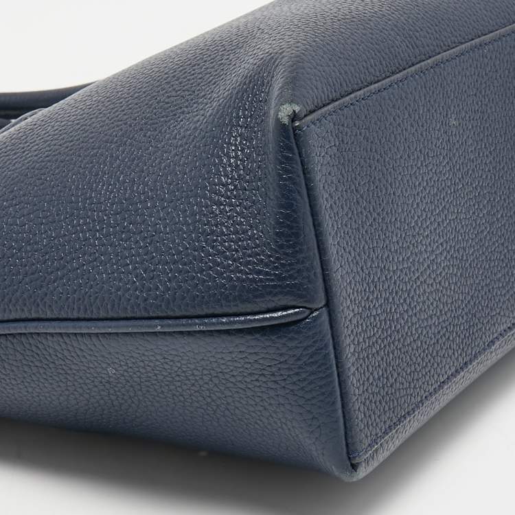 Pre Owned Tory Burch Navy Blue Leather Thea Convertible Tote