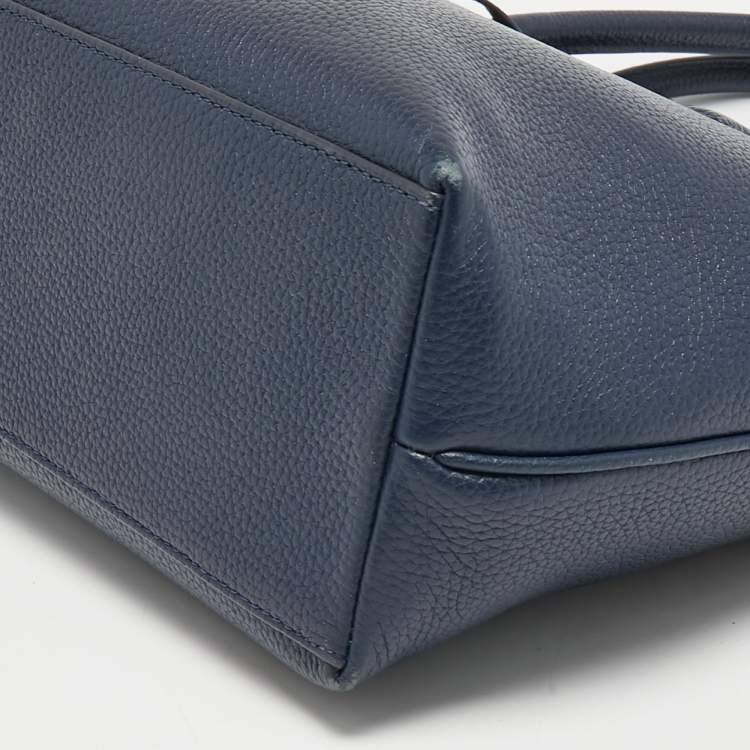 Pre Owned Tory Burch Navy Blue Leather Thea Convertible Tote