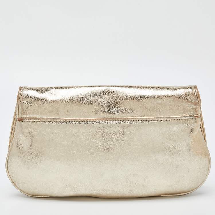مملوكة مسبقًا Tory Burch Gold Leather Amanda Clutch Bag